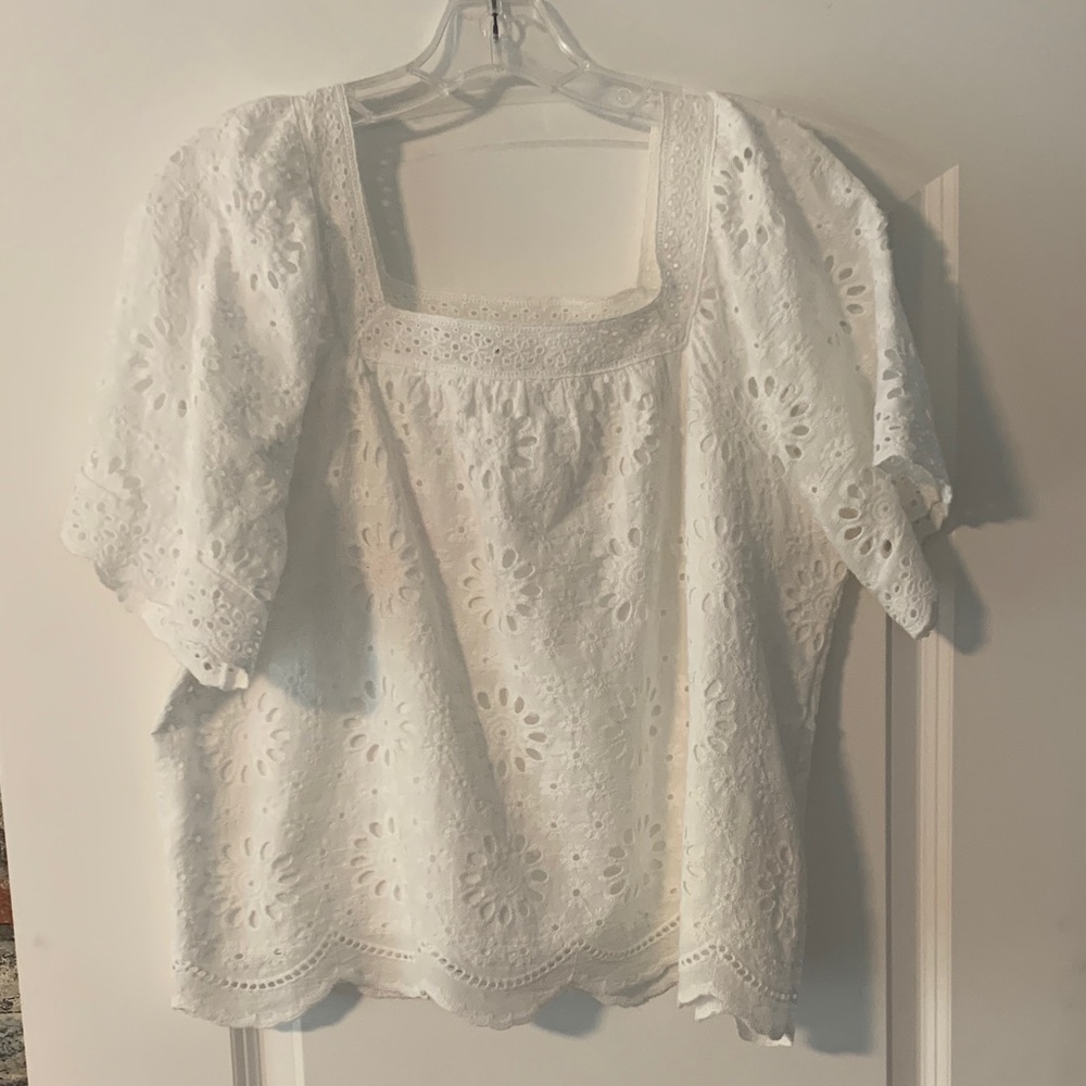 Ultra Pink Ivory Eyelet Blouse